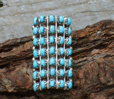 Native American Ring Turquoise Multi-Stone - sz 9